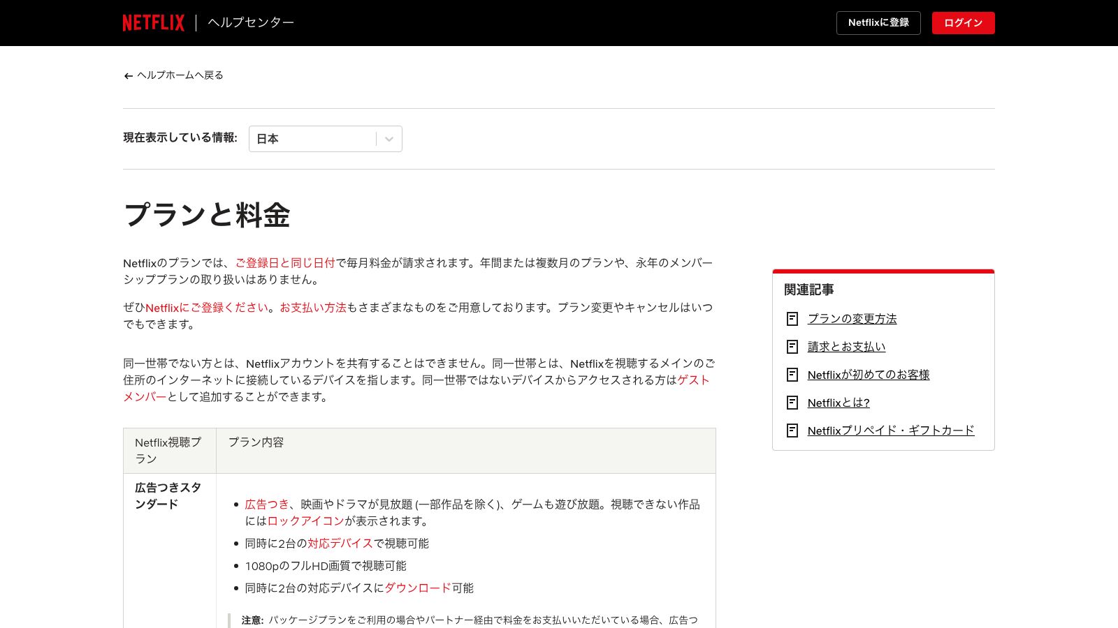 Netflixのプランと料金の公式ヘルプ